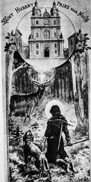 Saint Hubert pray for us, postcard 1900 Stock Illustration