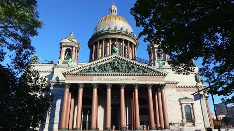 Saint Isaac's Cathedral, the largest Orthodox church in Saint Petersburg. Stock Footage 313360338