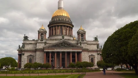 Saint Isaac's Cathedral on Saint Isaac's Square in Saint Petersburg Stock Footage