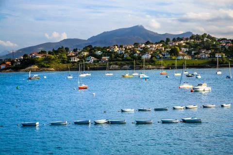 Saint jean de Luz bay with luxurious boats on a sea Stock-Fotos