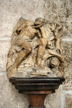 Saint Jerome (San Jeronimo) statue in alabaster stone. Burgos cathedral. Art  Stock Photos