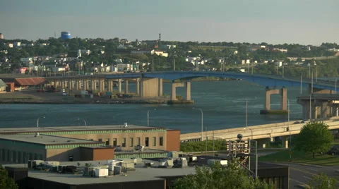 Saint John, NB. Canada. Harbour Bridge. Stock Footage 65997691