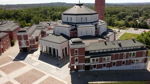Saint John Paul II Sanctuary in Krakow, Poland – Aerial Drone View Stock Footage 342139545