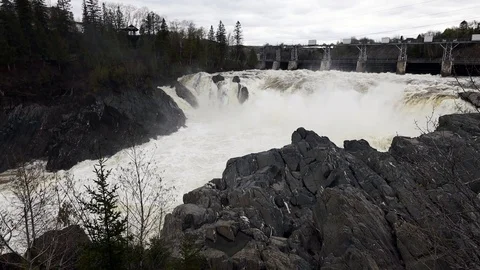The Saint John River with the Grant Falls in Canada Stock Footage 122850569