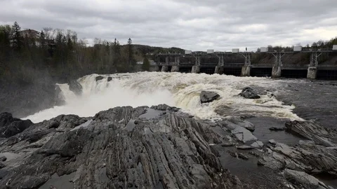 The Saint John River with the Grant Falls in Canada Stock Footage 122850647