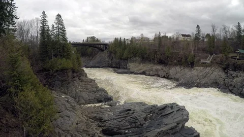 The Saint John River with the Grant Falls in Canada Stock Footage 124581962
