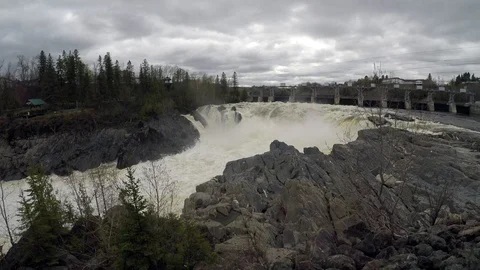 The Saint John River with the Grant Falls in Canada Stock Footage 124581971