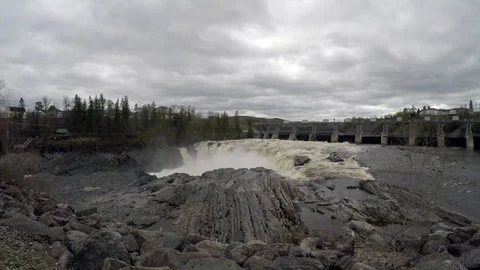 The Saint John River with the Grant Falls in Canada Stock Footage 124582385