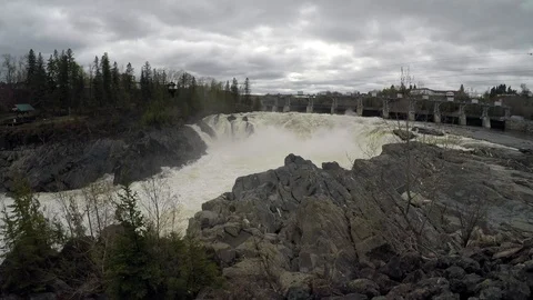 The Saint John River with the Grant Falls in Canada Stock Footage 124582609
