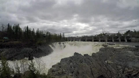 The Saint John River with the Grant Falls in Canada Stock Footage 124582934