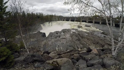 The Saint John River with the Grant Falls in Canada Stock Footage 124582937