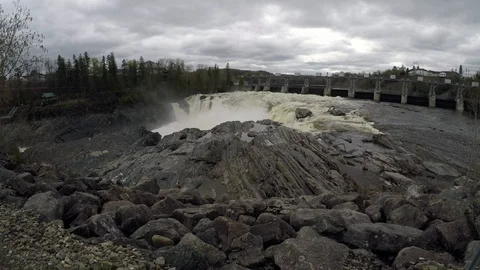 The Saint John River with the Grant Falls in Canada Stock Footage 124583346