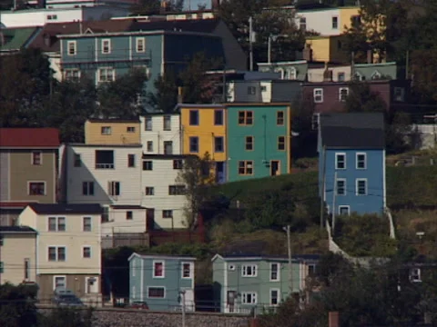 Saint John's a residential urban agglomeration medium shot Stock Footage 142126196