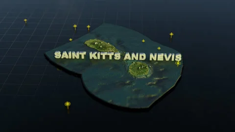 Saint Kitts And Nevis 3D Map With Animation Stock Footage 309543432