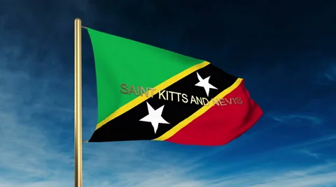 Saint Kitts And Nevis flag slider style with title. Waving in the wind with Video stock 48596048