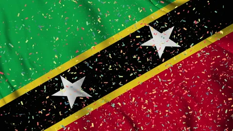 Saint Kitts and Nevis flag seamless animation with paper confetti Video stock 223341891