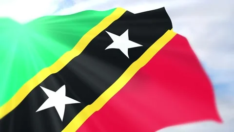 Saint Kitts and Nevis Flag Seamless Loop 4k 60fps on Sky Background Stock Footage 340620432