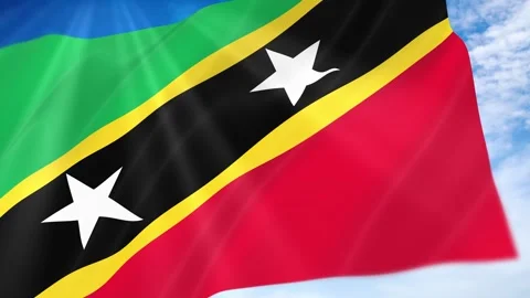 Saint Kitts and Nevis Flag Seamless Loop 4k 60fps on Sky Background Stock Footage 341676979