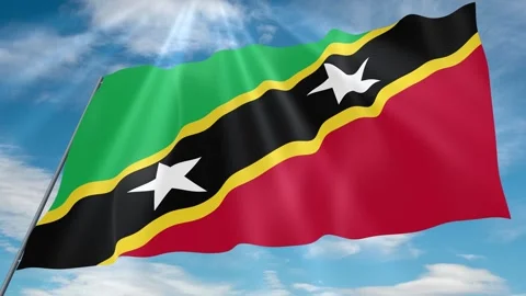 Saint Kitts and Nevis Flag Seamless Loop 4k 60fps on Sky Background Stock Footage 341765129