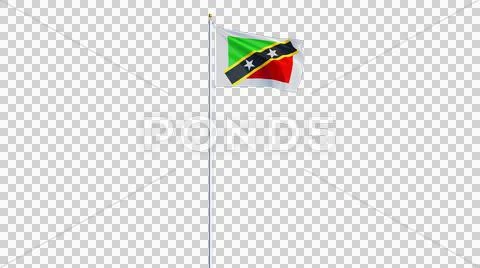 Saint Kitts and Nevis flag, long shot, isolated with alpha channel Stock Photos
