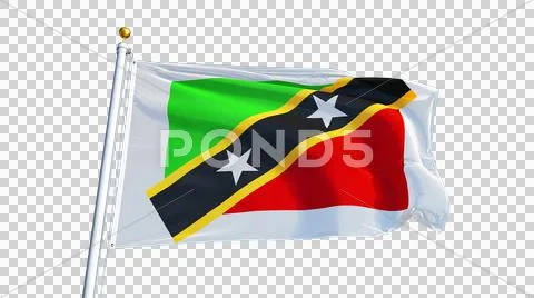 Saint Kitts and Nevis flag, close up, isolated with alpha channel Stock Photos