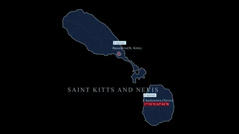Saint Kitts and Nevis map for infographic animation Stockbeeldmateriaal 284464143