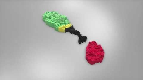 Saint Kitts and Nevis Map with Flag Intro Background Stock Footage 315164136