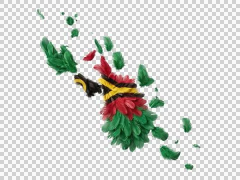 Saint kitts and nevis map feathers flag country nation national symbol isol.. Stock Illustration