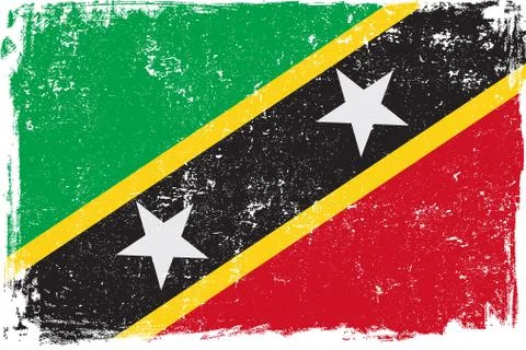 Saint Kitts and Nevis Vector Flag on White Stock Illustration