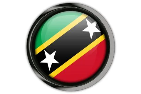 Saint Kitts &amp; Nevis  flag in the button pin Isolated on White Background 写真素材