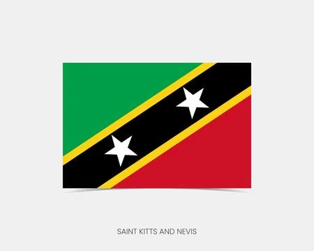 Saint Kitts &amp; Nevis Rectangle flag icon with shadow. Stock Illustration