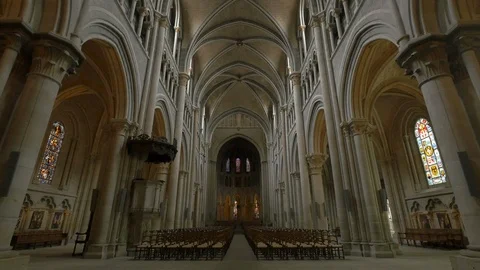 Saint Lausanne Cathedral's interior Stock Footage 87662322
