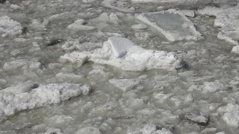 Saint-Lawrence River and Floating Ice Extreme Close Up Stock Footage 127365015