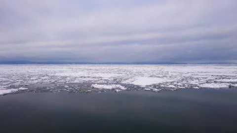 Saint Lawrence River full of floe Stock Photos