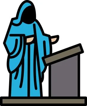Saint in line icon style Stock Illustration