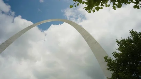 Saint Louis Arch Low Angle Timelapse with Clouds Passing Over Stock-Footage 232403042