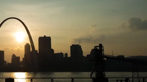 Saint Louis Arch Sunset Time lapse Stockbeeldmateriaal 53070804