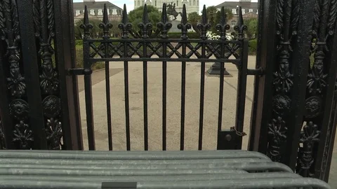 Saint Louis Cathedral seen through the gate Video stock 84510740