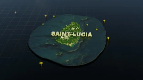 Saint Lucia 3D Map With Animation Video stock 309543459