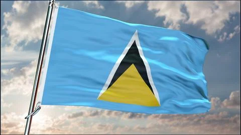 Saint Lucia flag background realistic waving in the wind 8K Ilustración de archivo