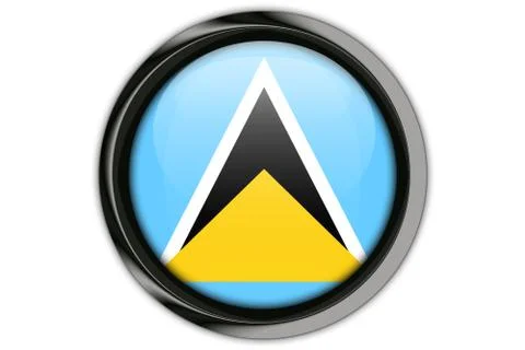 Saint Lucia flag in the button pin Isolated on White Background Fotos Stock