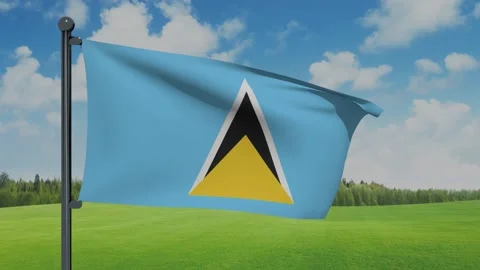 Saint Lucia Flag Stock Footage 153254446