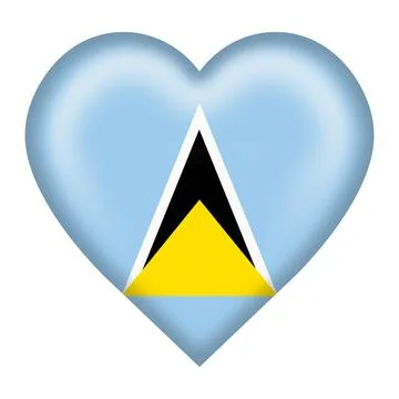 Saint Lucia flag heart button with clipping path 3d illustration Stock Illustration