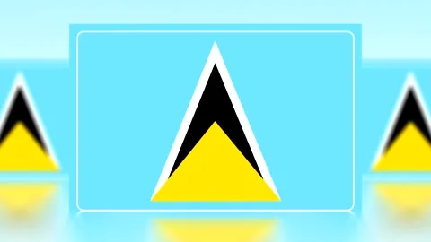 Saint Lucia flag illustration with blue background and abstract triangular .. Video stock 343662130