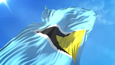 Saint Lucia Flag Low Angle View Stock Footage 295701828