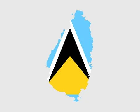 Saint Lucia Flag Map. Map of St. Lucia with the Saint Lucian country banner 库存插图
