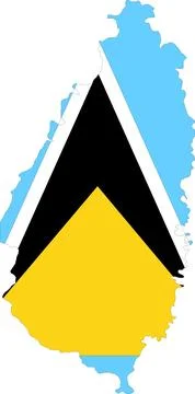 Saint Lucia Flag in Map, Saint Lucia Map with Flag, Nation Flag of Saint Lu.. Stock Illustration