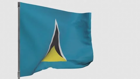 Saint Lucia flag on pole Stock Footage 148803735