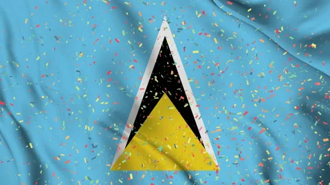 Saint Lucia flag seamless animation with paper confetti Video stock 223341905