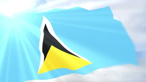 Saint Lucia Flag Seamless Loop 4k 60fps on Sky Background Stock Footage 340620503